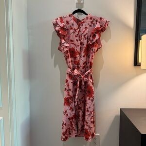 ZARA — LINEN DRESS W/ RUFFLE CAP SLEEVES